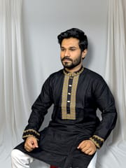 Elite embroidered panjabi black color_img_0