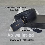 Ferragamo Genuine Plain Leather Black Gear Buckle Belt With Box_img_0