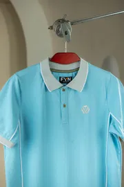 Premium Quality Piping Cut & Sew Design Pique Polo - Light cyn_img_5