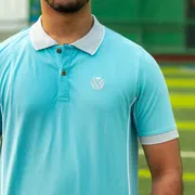 Premium Quality Piping Cut & Sew Design Pique Polo - Light cyn_img_0