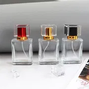 Empty Perfume Atomizer Refillable Glass Spray 30ml Bottle Frosted Square shape color cap 1 pcs_img_0