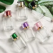 Empty Perfume Atomizer Refillable Glass Spray 30ml Bottle Frosted Square shape color cap 1 pcs_img_4