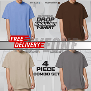 4 Pieces Combo - Drop Shoulder T-shirt for Men_img_0