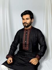 Elite embroidered panjabi black color_img_0