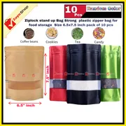 Ziplock stand up Bag Strong plastic zipper bag for food storage Size 6.5x7.5 inch pack of 10 pcs_img_0