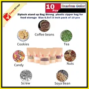 Ziplock stand up Bag Strong plastic zipper bag for food storage Size 6.5x7.5 inch pack of 10 pcs_img_1