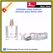 Empty Perfume Atomizer Refillable Spray 30ml Bottle 1pcs - Transparent Glass Square Shape - Very Comfortable and Fashionable_img_2