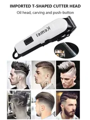 Professionals Design Perfect Shaver And Haircut Rechargeable Beard And Moustaches Hair Machine And Trimming With Cord And Without Cordless Use km809A(White)_img_4