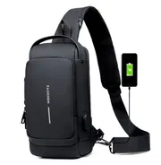 Multifunction Patent Leather Chest Bag Men Waterproof Men Crossbody Bag Anti-theft Travel Bag Male USB Charging Chest Bag Pack_img_0