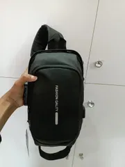 Multifunction Patent Leather Chest Bag Men Waterproof Men Crossbody Bag Anti-theft Travel Bag Male USB Charging Chest Bag Pack_img_3