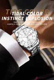 BINBOND 2521 Luxury Brand Luminous Quartz Watch For Men (golden blue)_img_8