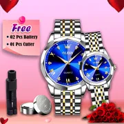 Olevs Satainless Steel fashionable Couple Watches Silver Royal Blue_img_0