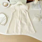 Kids Girls Summer Elegant Pearls Flower Sleeveless Korean Party Skirt (1 to 6 Years)_img_2