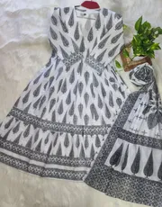 নিউ ব্লক স্কিন প্রিন্টেড পিওর কটন আনারকলি গাউন টু-পিস_img_5