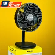 Awei F23 Portable USB Rechargeable Desk Fan (4000mAh)- Black Color_img_0
