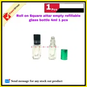 Roll on Squire Shape attar Empty refillable Glass premium Bottle 4ml Random color cap 1 pcs_img_0