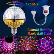 mposei Colorful Rotating Magic Ball Light, Party Lights Disco Ball, Mirror Disco Ball Shape Bulb, Magic Rotating Ball Light Bulb with Sockets for Home_img_0