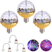 mposei Colorful Rotating Magic Ball Light, Party Lights Disco Ball, Mirror Disco Ball Shape Bulb, Magic Rotating Ball Light Bulb with Sockets for Home_img_1