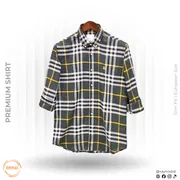 Burberry Men’s Premium Forest Green & Yellow Plaid Slim-Fit Casual Shirt_img_0