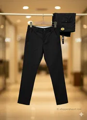 Formal solid Black pant -chaina fabric_img_1