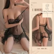Sexy Mesh Lace Nightdress Pajama Set for Women – Perspective Lingerie Sling Sleepwear (Free Size)_img_6