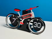 MidClock HY-F117 Unique Bicycle Vintage Flip Desk Clock – White + Red Color_img_2