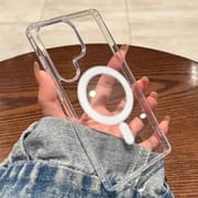 Magnetic Original Transparent Phone Case For Samsung Galaxy S25 S24 Ultra Magsafe Clear Cover_img_3