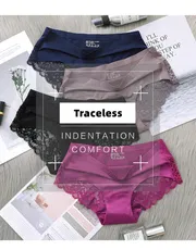 Lace Briefs Women Plus Size Ladies Ice Silk Seamless Underwear European US Female Underpants Hot Style_img_1