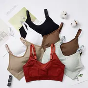Crop Tops for Women's Seamless Solid Color U Back Women's Underwear Crop Top with Chest Pad Top_img_0