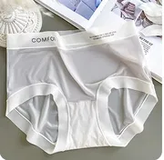 Seamless Women's Ice Silk Panties Letter Printed Summer Cotton Crotch Underwear Mid-waist Antibacterial Crotch Briefs Lingerie_img_7