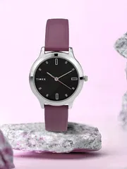 TIMEX  Black Dial Genuine Leather Strap Analog Watch - For Women_img_0