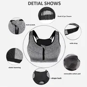 Front Zipper Sport Bras Women Fitness Yoga Sports Top Running Underwear Gym Top Vest Adjustable Strap High Shockproof Push Up_img_4