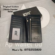 Mont Blanc Duble Mobile Chamber Original Leather Long Wallet With Box_img_4