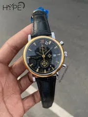 Patek philippe leather belt chronograph watch (Black-Gold)_img_0