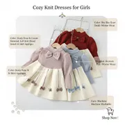 Kids Girls Winter Knit Bow Warm Long Sleeve Party Dress (6 months to 5 years) for BABUU_img_1