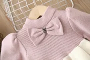 Kids Girls Winter Knit Bow Warm Long Sleeve Party Dress (6 months to 5 years) for BABUU_img_7