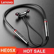 Black He05X Premium Quality Neckband Lenovo Headphone 5.1V Bluetooth Extra Bass Control Noise Cancellation Neckband - Neckband - Headphone_img_3