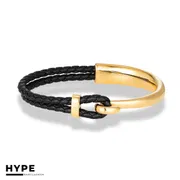 Leather and stainless steel textured bracelet_img_0