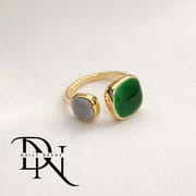 Emerald Open Ring for Women & Men | Minimalist Geometric Adjustable Alloy Ring | European & American Trend Jewelry Spring 2025_img_12