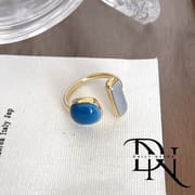 Emerald Open Ring for Women & Men | Minimalist Geometric Adjustable Alloy Ring | European & American Trend Jewelry Spring 2025_img_2
