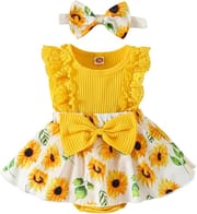 Baby Girl Sleeveless Lace Floral Romper Dress with Headband (0 to 12 months)_img_3