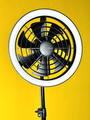 JISULIFE FA17 Rechargeable Fan with LED Ceiling Fan with Long Tripod Stand- White Color_img_1