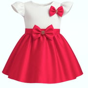 Kids Girls Fashionable Rainstone Bow Party Dress_img_2