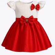 Kids Girls Fashionable Rainstone Bow Party Dress_img_4
