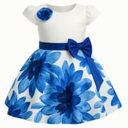 Kids Girls Fashionable Rainstone Bow Party Dress_img_5