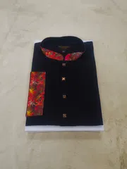 Premium Cotton Contrast Panjabi for Eid (Gulabi Black Beauty)_img_1