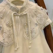 Kids Girls Summer Chinese Style Short Sleeve Pearl Princess Gown Party Dress (1-7 Years)_img_1