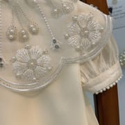 Kids Girls Summer Chinese Style Short Sleeve Pearl Princess Gown Party Dress (1-7 Years)_img_3