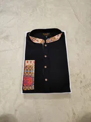 Premium Cotton Trendy Contrast Panjabi for Eid (Black)_img_1