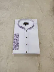 Premium white contrast panjabi for men_img_1